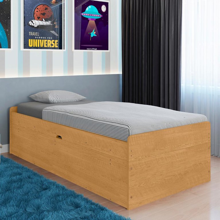 Cama com Baú de Solteiro Pérola Naturalle Cama com Baú de Solteiro Pérola Naturalle