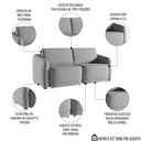 Ver imagem 3 de Sofá Cama Casal para Sala 216cm Polska K04 Veludo Cinza - Mpozenato