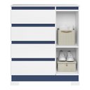 Ver imagem 4 de Cômoda Sapateira Olímpia 1 Porta 4 Gavetas MDP 84cm Branco e Azul