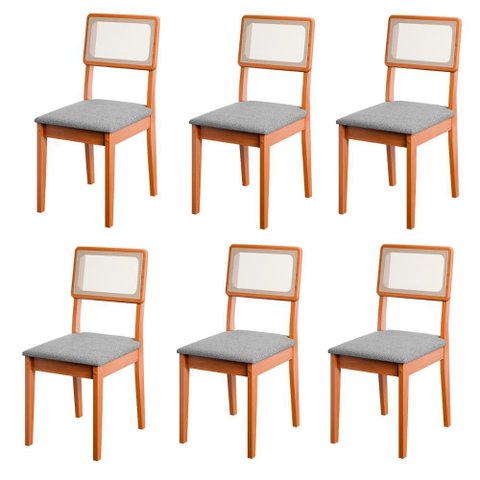 Conjunto de 6 Cadeiras de Jantar Santiago em Tecido Boucle Cinamomo/grafite Boucle