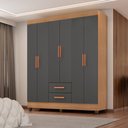 Ver imagem 5 de Roupeiro Lite 6 Portas 2 Gavetas Guarda-roupa Casal - Nature / Cinza