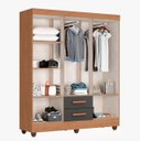 Ver imagem 3 de Roupeiro Lite 6 Portas 2 Gavetas Guarda-roupa Casal - Nature / Cinza