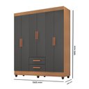 Ver imagem 6 de Roupeiro Lite 6 Portas 2 Gavetas Guarda-roupa Casal - Nature / Cinza