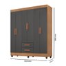 Roupeiro Lite 6 Portas 2 Gavetas Guarda-roupa Casal - Nature / Cinza - 6