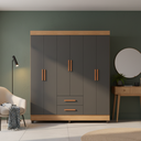 Ver imagem 4 de Roupeiro Lite 6 Portas 2 Gavetas Guarda-roupa Casal - Nature / Cinza