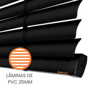 Persiana Pvc 25mm 120x130 - Perfeita para Controle de Luz - Preta