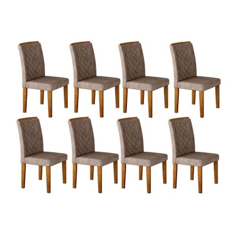 Conjunto: Mesa Sala Jantar Jade Kit 8 Un Imbuia/animale Chocolate - Rufato