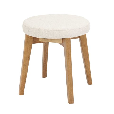 Banqueta Ariel Nacional Móveis 47 Cm (altura) Madeira Tauari Cor Amêndoa Tecido Macramê Cor Bege
