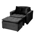 Ver imagem 2 de Poltrona Cama Retrátil Reclinável com Puff Suede Preto Descanso - Larbelle