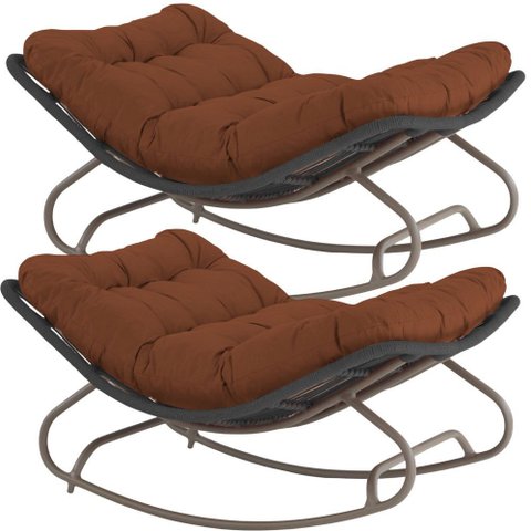 2 Poltronas Balanço Viena em Alumínio e Corda Náutica Conforto Trama Original