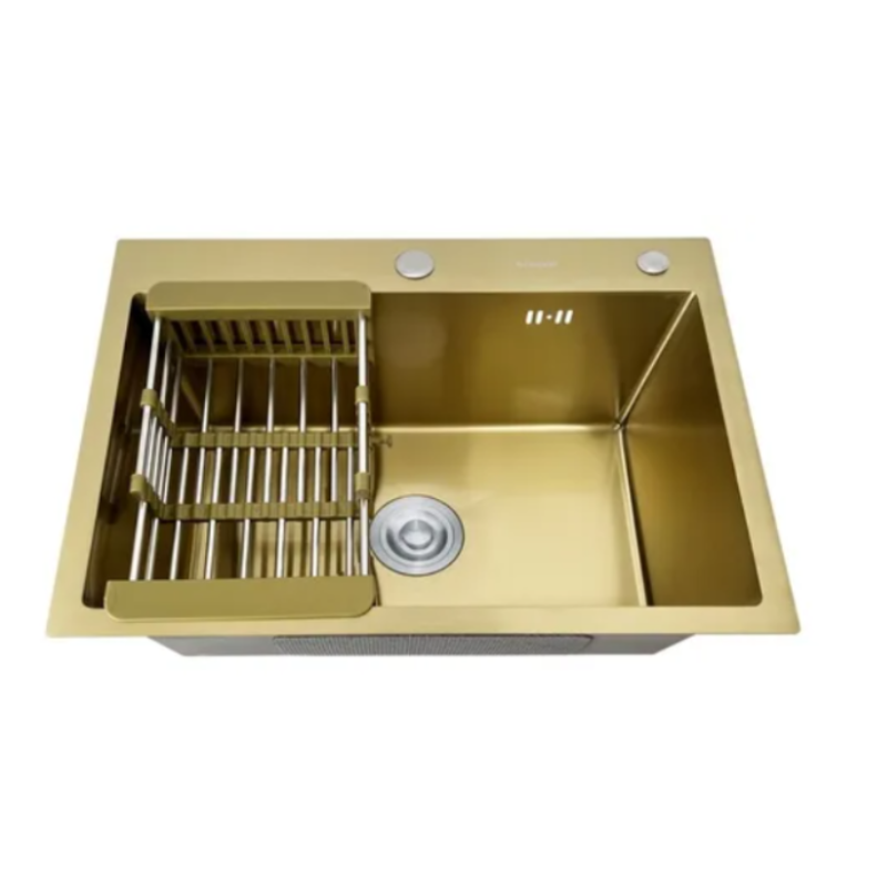 Kit Cuba Aço Inox Gourmet Quadrada Cozinha e Torneira Flexivel Dourada Brinovar - 3