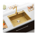 Ver imagem 6 de Kit Cuba Aço Inox Gourmet Quadrada Cozinha e Torneira Flexivel Dourada