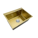 Ver imagem 4 de Kit Cuba Aço Inox Gourmet Quadrada Cozinha e Torneira Flexivel Dourada
