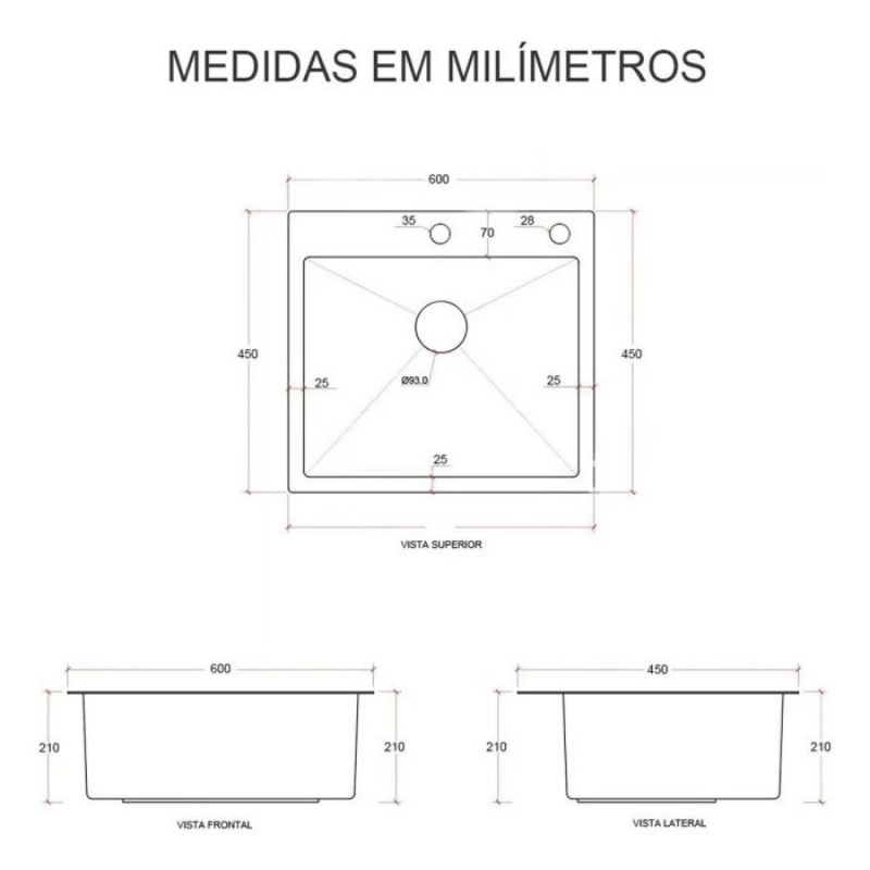 Kit Cuba Aço Inox Gourmet Quadrada Cozinha e Torneira Flexivel Dourada Brinovar - 5