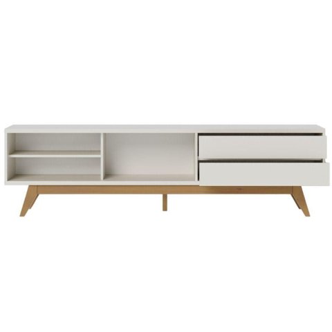 Rack para TV Isla 75 Polegadas 200cm MDP MDF Ripado Off White Matte Colibri Móveis