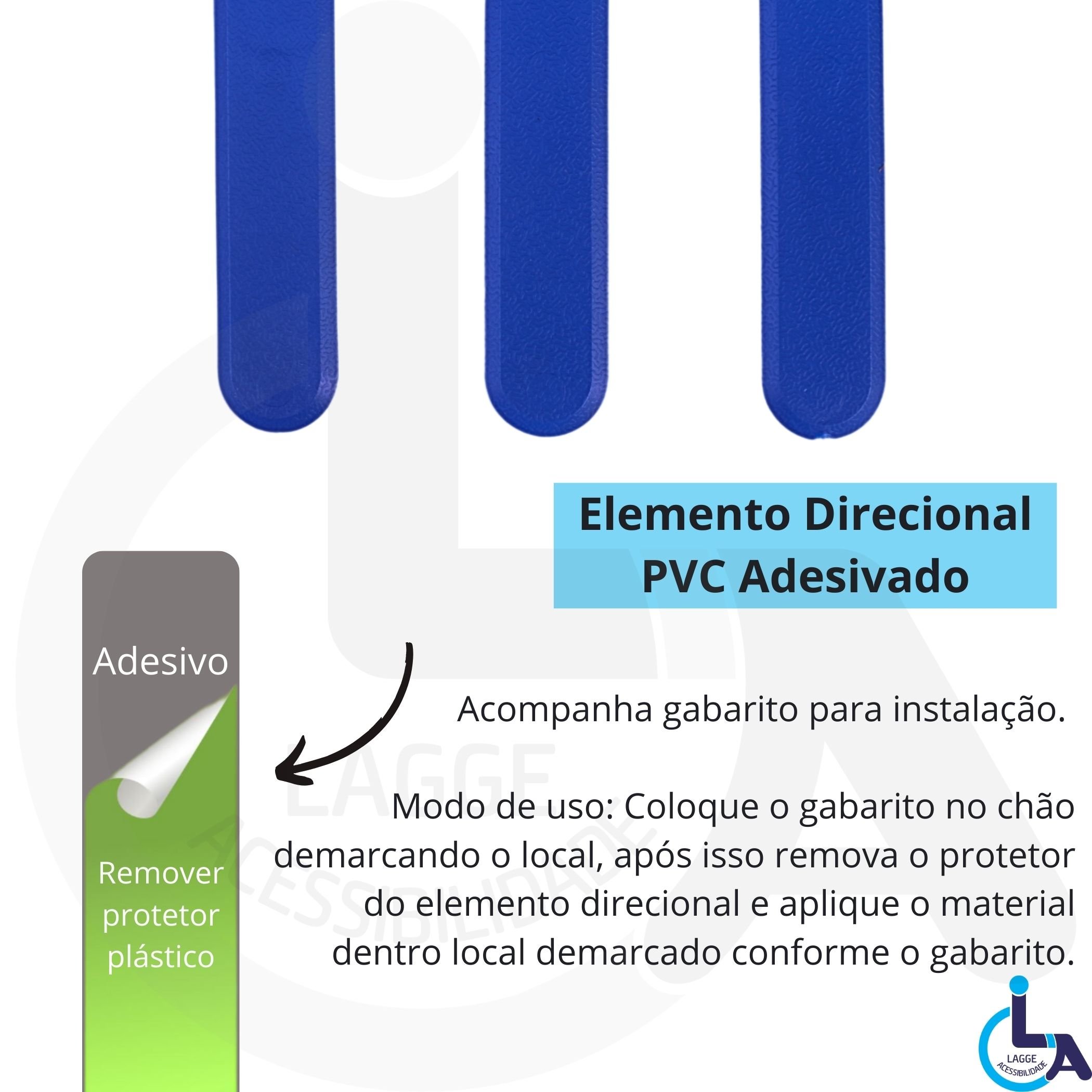 Elemento Tátil Direcional Pvc Adesivado Azul - 3