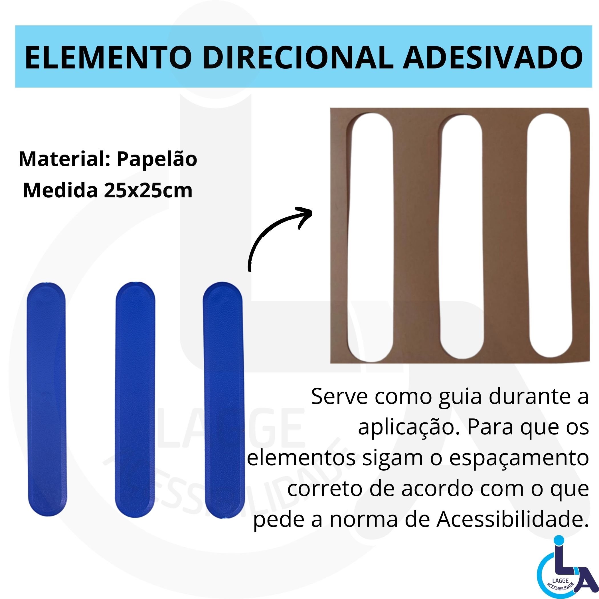 Elemento Tátil Direcional Pvc Adesivado Azul - 3