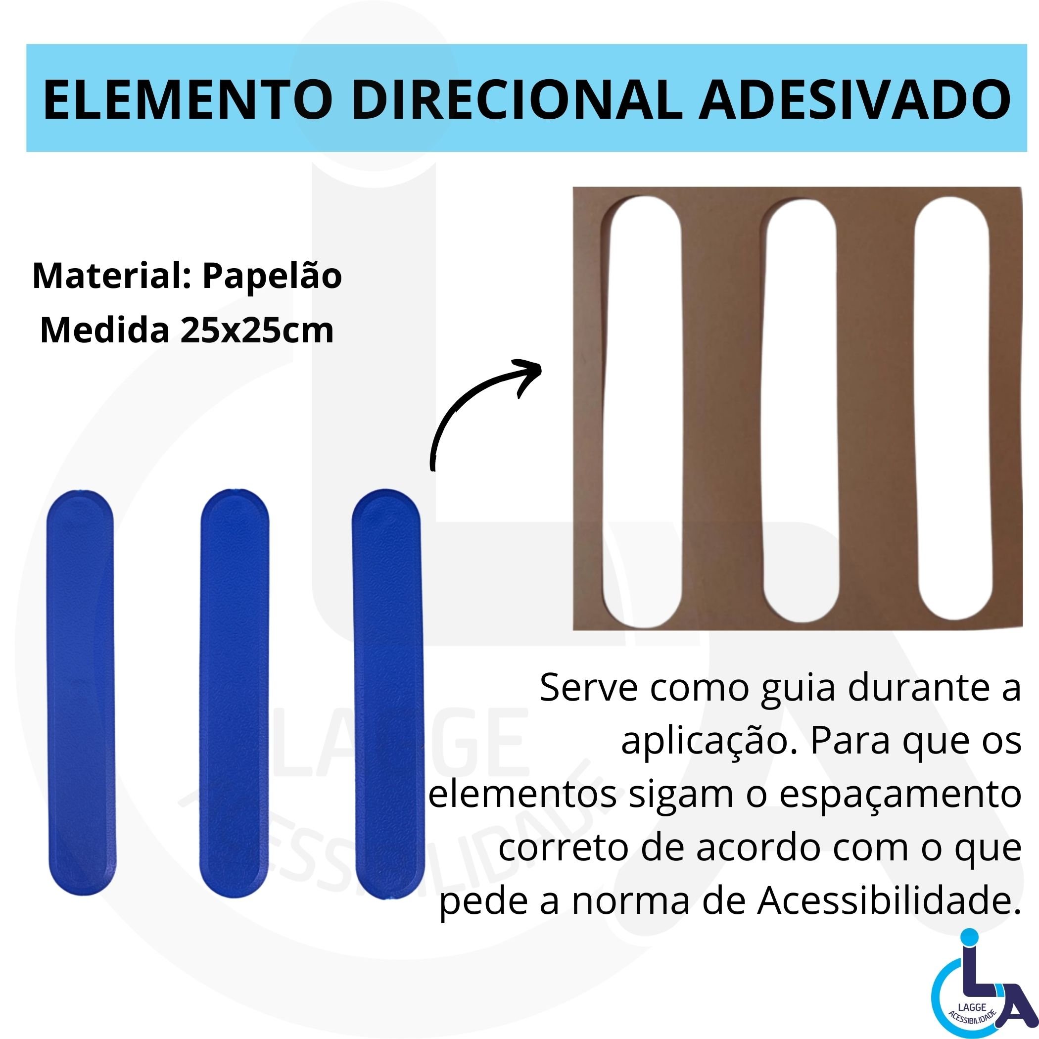 Elemento Tátil Direcional Pvc Adesivado Azul - 2