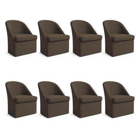 Kit 8 Poltronas Decorativas Malli Linho - Pallazio Cor:Marrom