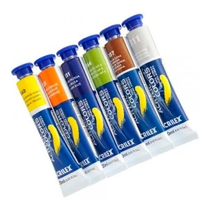 KIT 6 TINTAS ACRÍLICAS ACRYLIC COLORS ACRILEX 20ml PARA TELA Acrílica