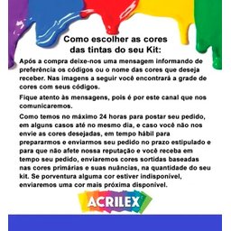 KIT 6 TINTAS ACRÍLICAS ACRYLIC COLORS ACRILEX 20ml PARA TELA Acrílica - 6