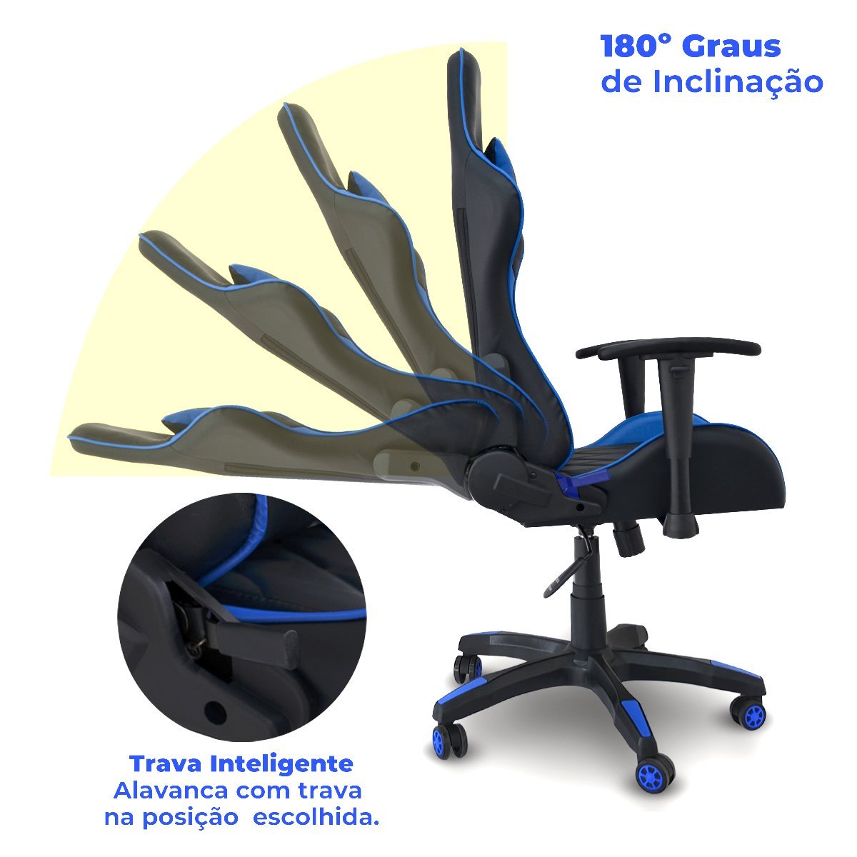 Cadeira Gamer V2 Ergonômica Top Para Escritório Azul - 8