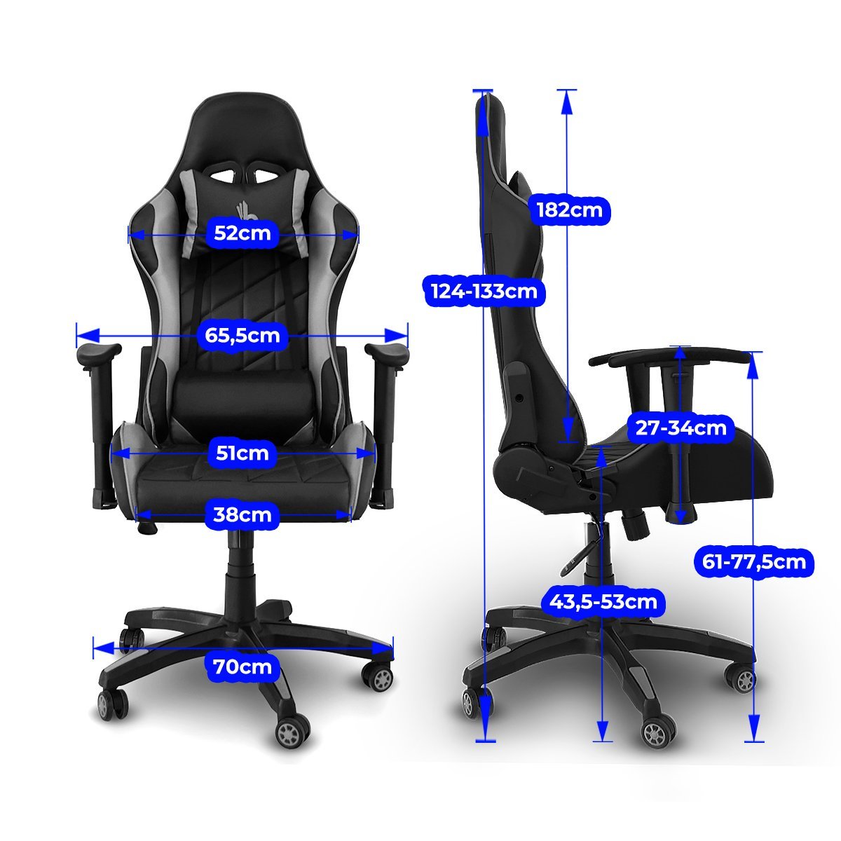 Cadeira Gamer V2 Ergonômica Top Para Escritório Azul - 9