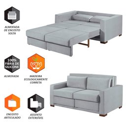Sofa Cama Casal Sofia 2 Lugares 170cm com Pés de Madeira Talento Móveis - 4