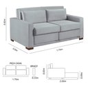 Ver imagem 6 de Sofa Cama Casal Sofia 2 Lugares 170cm com Pés de Madeira Talento Móveis