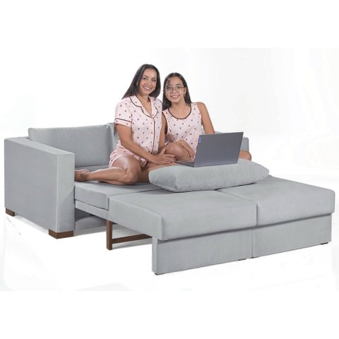 Sofa Cama Casal Sofia 2 Lugares 170cm com Pés de Madeira Talento Móveis