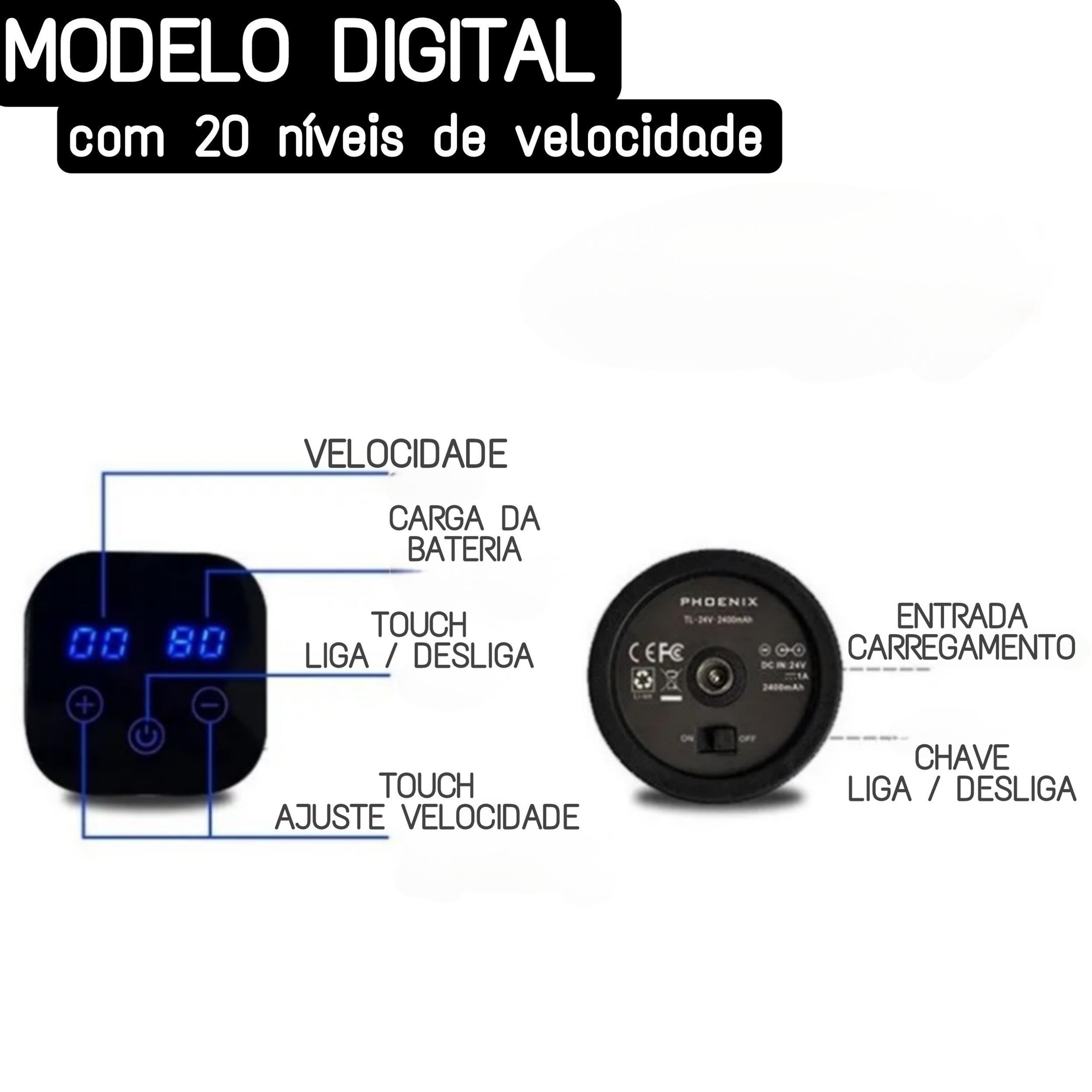 Massageador Pistola Terapia Phoenix A2 Digital 6c - Amarelo - 2