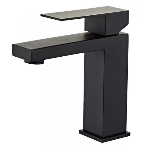 Torneira Banheiro Bica Baixa Quadrada Preta