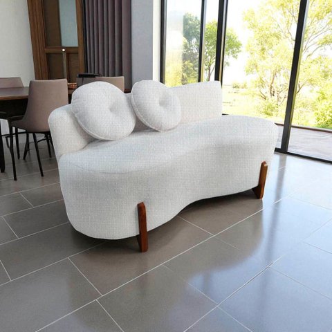 Namoradeira Sofá Feijão Lounge Orgânica Linho Bege