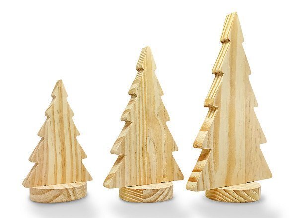 Kit 3 Arvore de Natal Decoração Enfeite Madeira de Pinus