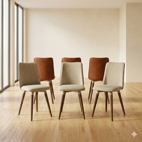 Kit 6 Cadeiras Giratórias Madeira Maciça Dakota