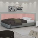 Ver imagem 1 de Conjunto de Cabeceira Viuva Solteirão Palito Estofado Suspensa com Proteção Lateral - 128 Cm - Rose