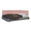 Ver imagem 2 de Conjunto de Cabeceira Viuva Solteirão Palito Estofado Suspensa com Proteção Lateral - 128 Cm - Rose