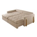 Ver imagem 6 de Sofá Cama 3 Lugares Retrátil Reclinável 220cm Linho com Molas Ensacadas Atena Yescasa Bege