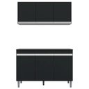 Ver imagem 1 de Armário e Balcão Gabinete para Pia 120cm com Tampo 3 Portas Manu Preto - Ajl Móveis