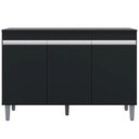 Ver imagem 3 de Armário e Balcão Gabinete para Pia 120cm com Tampo 3 Portas Manu Preto - Ajl Móveis