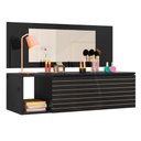 Ver imagem 1 de Penteadeira Mesa de Maquiagem Joy Suspensa 01 Gaveta com Espelho Preto - Desk Design
