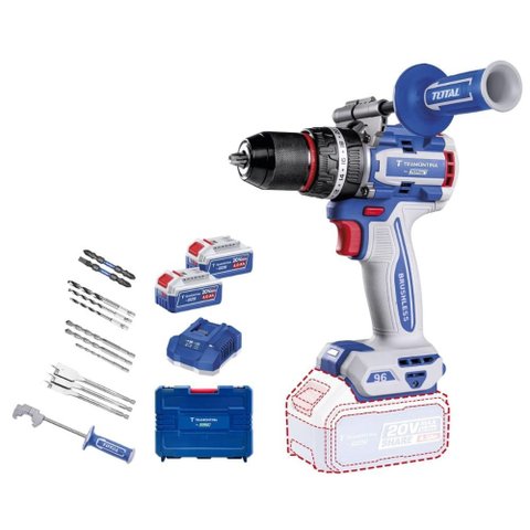 Parafusadeira Furadeira de Impacto 1/2" Brushless Tramontina 2 Baterias 20V de 4,0AH, Carregador e
