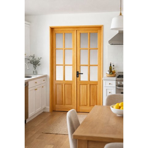 Porta Balcão de Madeira Maciça Francesa 2,14(a)x1,60(l) C/ Guarnição