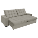 Ver imagem 2 de Sofá Retrátil e Reclinável 2,90 Molas Ensacadas Pillow Top Veludo Califórnia Bege | Camurça