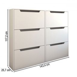 Sapateira 6 Portas para 24 Pares Sapato Branco - Panorama Móveis - 4