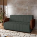 Ver imagem 1 de Sofá Decorativo Living Sala de Estar Bornéu 148cm Pés de Madeira Pu/veludo Marrom/grafite G33 - Gran