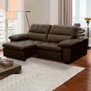 Ver imagem 1 de Sofa Retratil Reclinavel 2 Lugares 2,10m Crystal Veludo Marrom Lansofbr Lansof Brasil