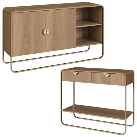 Balcao Buffet e Aparador 135 Cm Organica Artesano Hanover Dourado