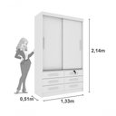 Ver imagem 4 de Guarda Roupa Solteiro 2 Portas 6 Gavetas Chicago-neve Tcil Móveis
