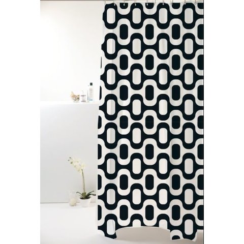 Cortina Box Poliéster 198x180cm Ipanema Preto e Branco Uzoo